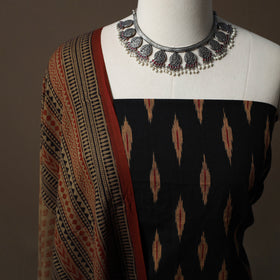 Pochampally Ikat Cotton 2pc Unstitched Dress Material Kurta Set 09