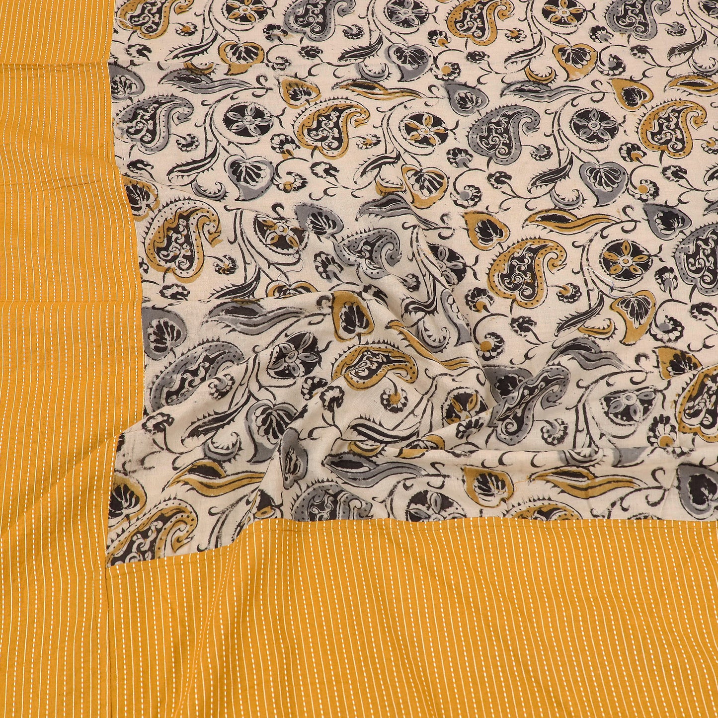 Buy Kantha Stitch with Kalamkari Patch Cotton Bedsheet Set