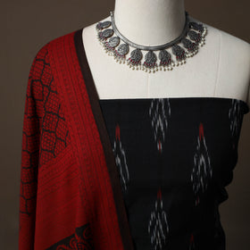 Pochampally Ikat Cotton 2pc Unstitched Dress Material Kurta Set 10