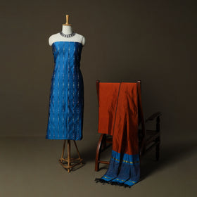 Pochampally Ikat Silk Cotton 3pc Unstitched Dress Material Suit Set 02
