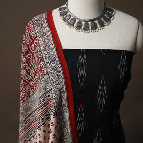 Pochampally Ikat Cotton 2pc Unstitched Dress Material Kurta Set 12