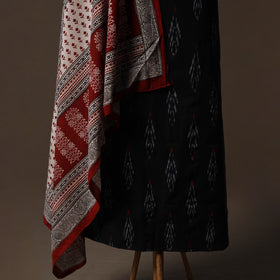 Pochampally Ikat Cotton 2pc Unstitched Dress Material Kurta Set 12