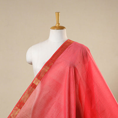 Pink - handloom cotton zari border mangalagiri fabric 09