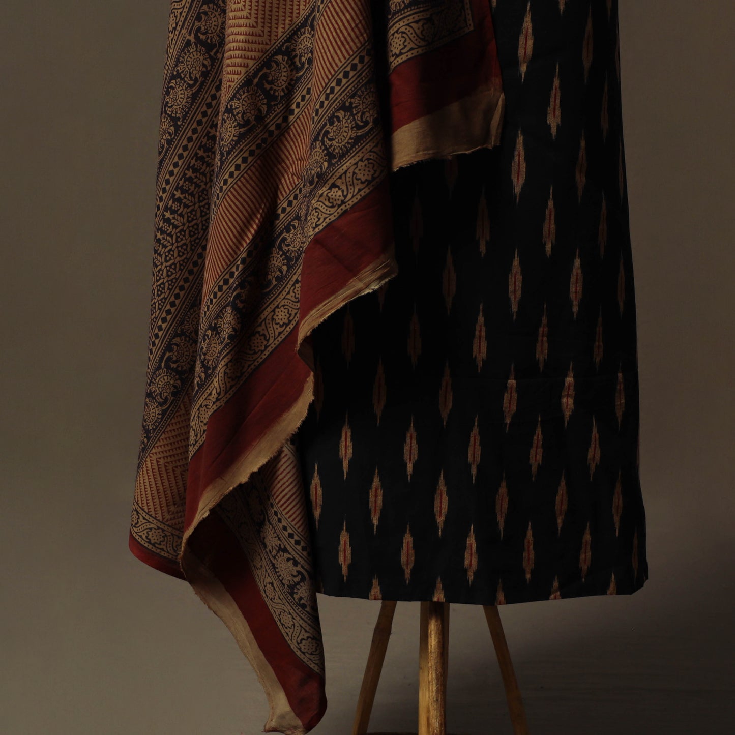 Pochampally Ikat Cotton 2pc Unstitched Dress Material Kurta Set 15