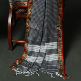 Grey - Dharwad Woven Checks Cotton 3pc Unstitched Dress Material Suit Set 35