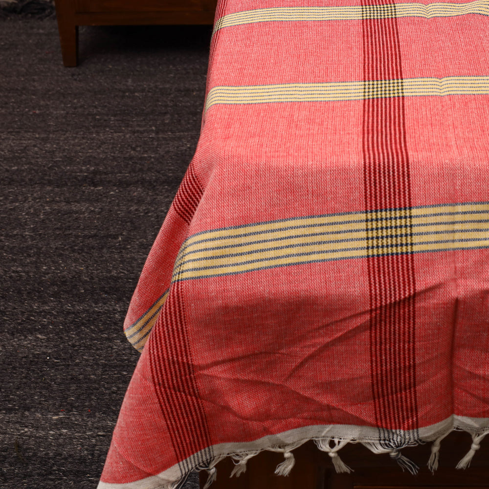 Red - Plain Cotton Single Handloom Bed Cover (90 x 60 in) 79