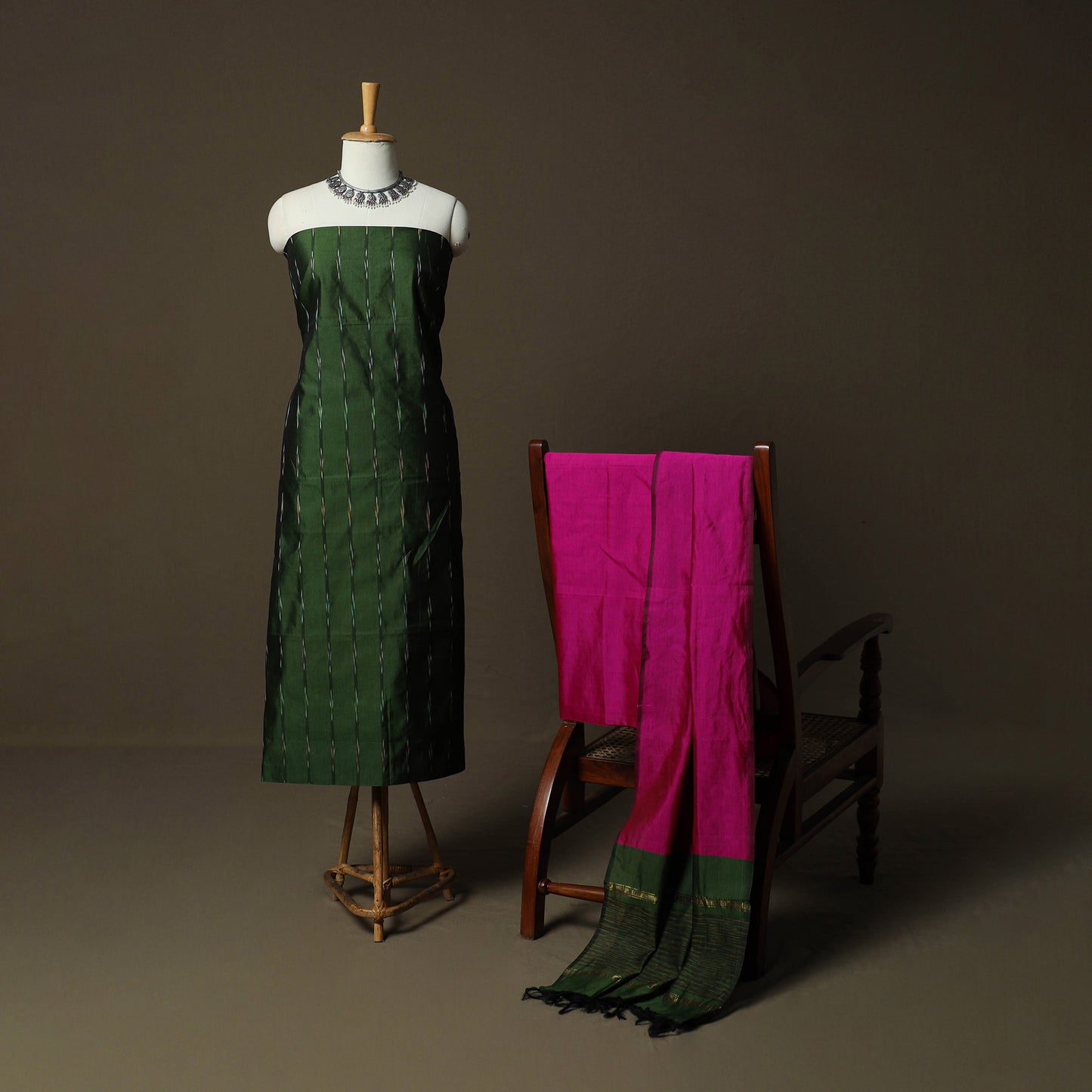Pochampally Ikat Silk Cotton 3pc Unstitched Dress Material Suit Set 07