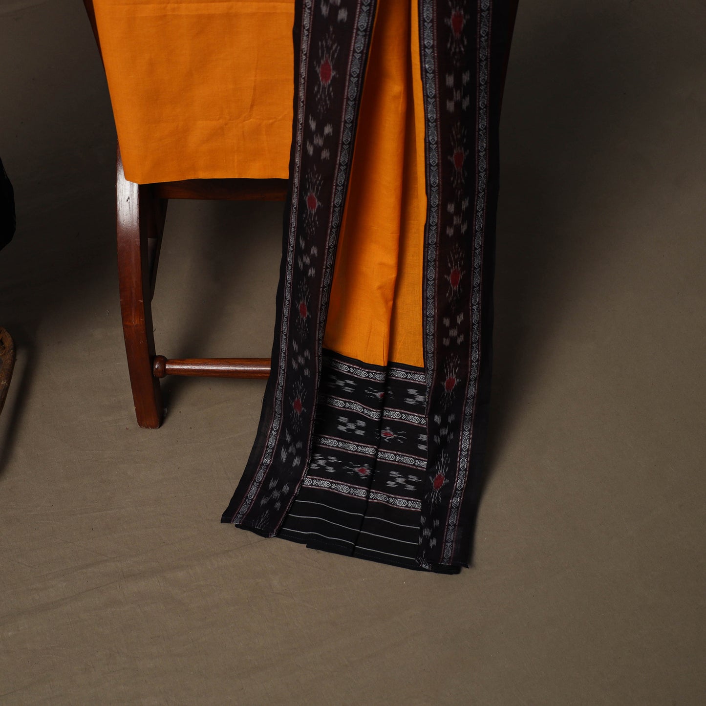 Sambalpuri Ikat Cotton 3pc Unstitched Dress Material Suit Set 01
