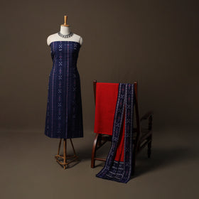 Sambalpuri Ikat Cotton 3pc Unstitched Dress Material Suit Set 02