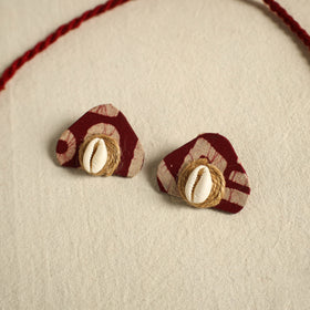  Red Fabart Jute & Shell Work Necklace Set