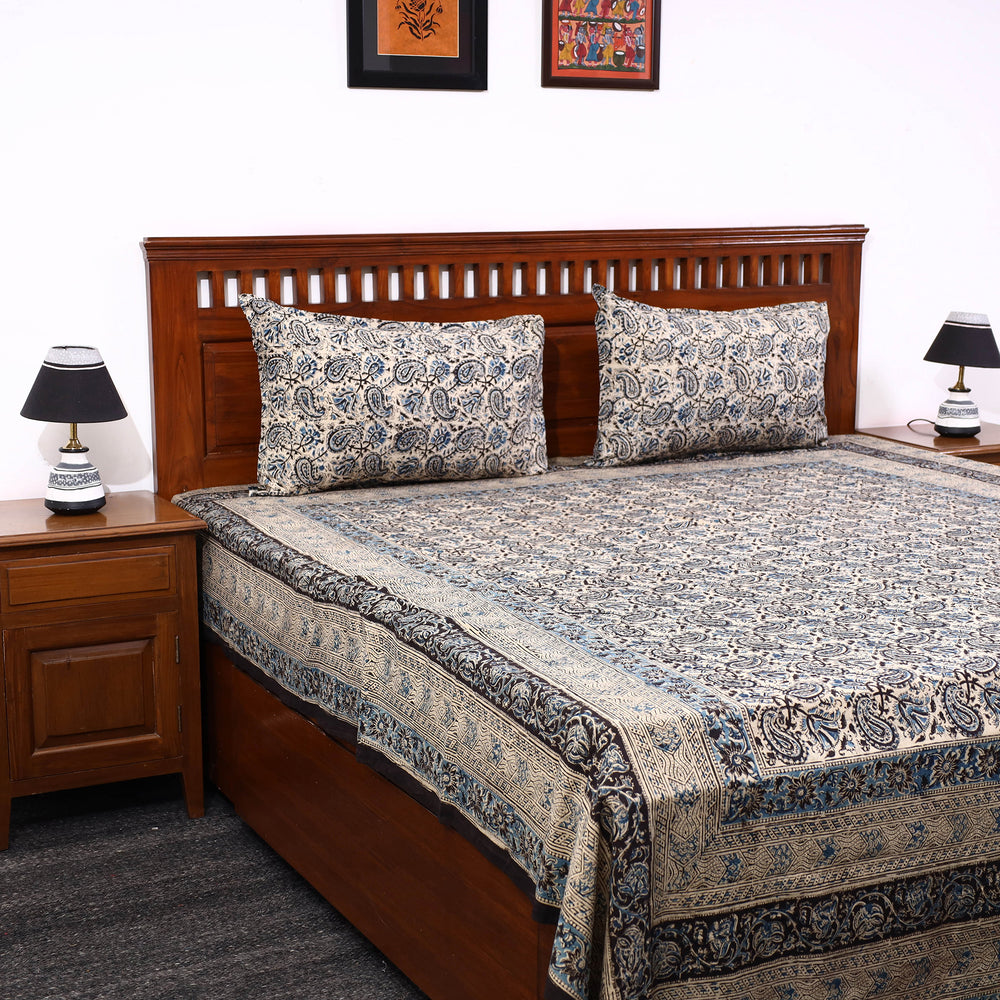 kalamkari double bed cover set