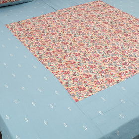 Buy Jacquard with Sanganeri Patch Cotton Bedsheet Set