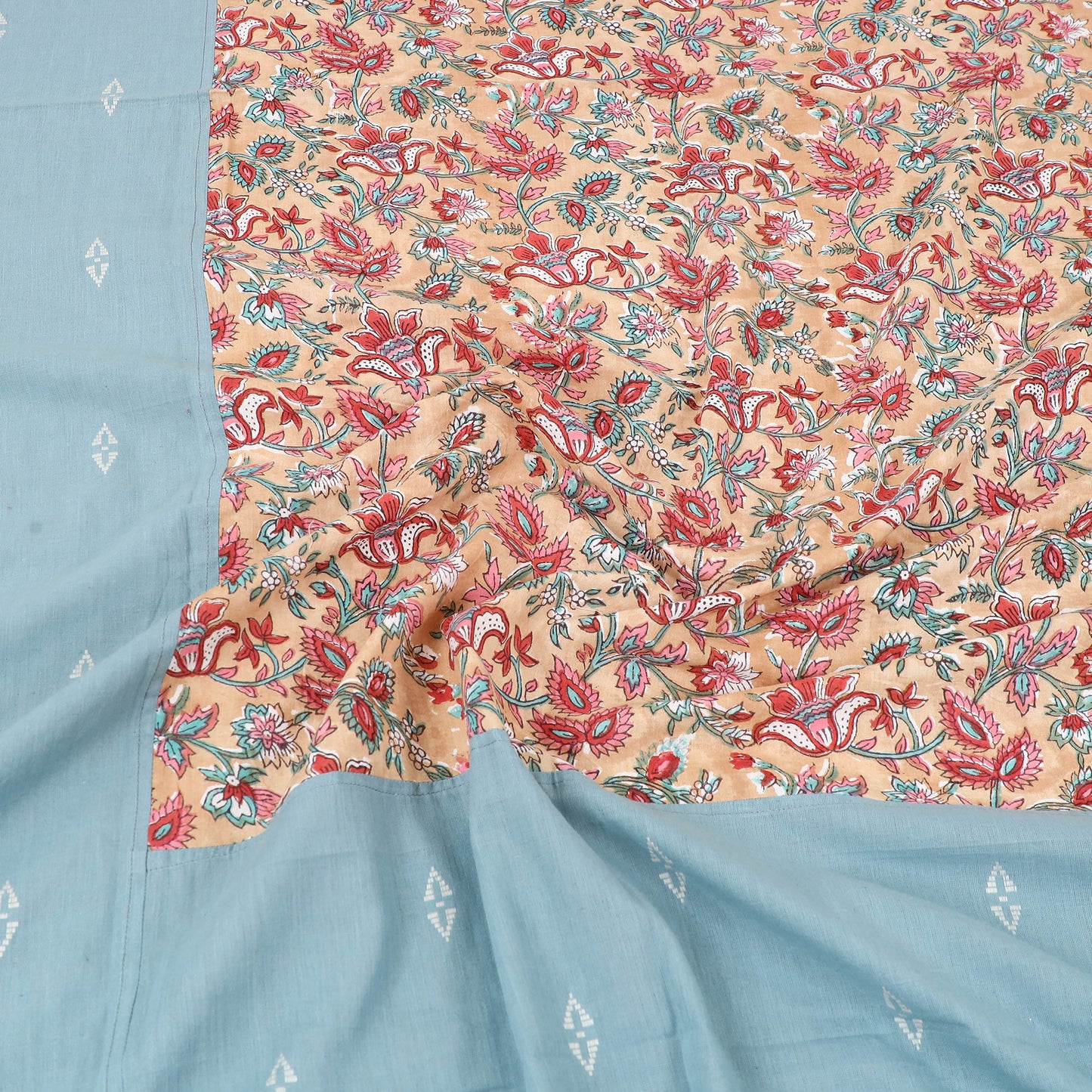 Buy Jacquard with Sanganeri Patch Cotton Bedsheet Set