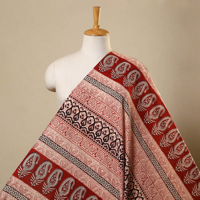 Red Bagh Hand Block Print Natural Dyed Cotton Fabric