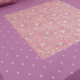 Buy Jacquard with Sanganeri Patch Cotton Bedsheet Set