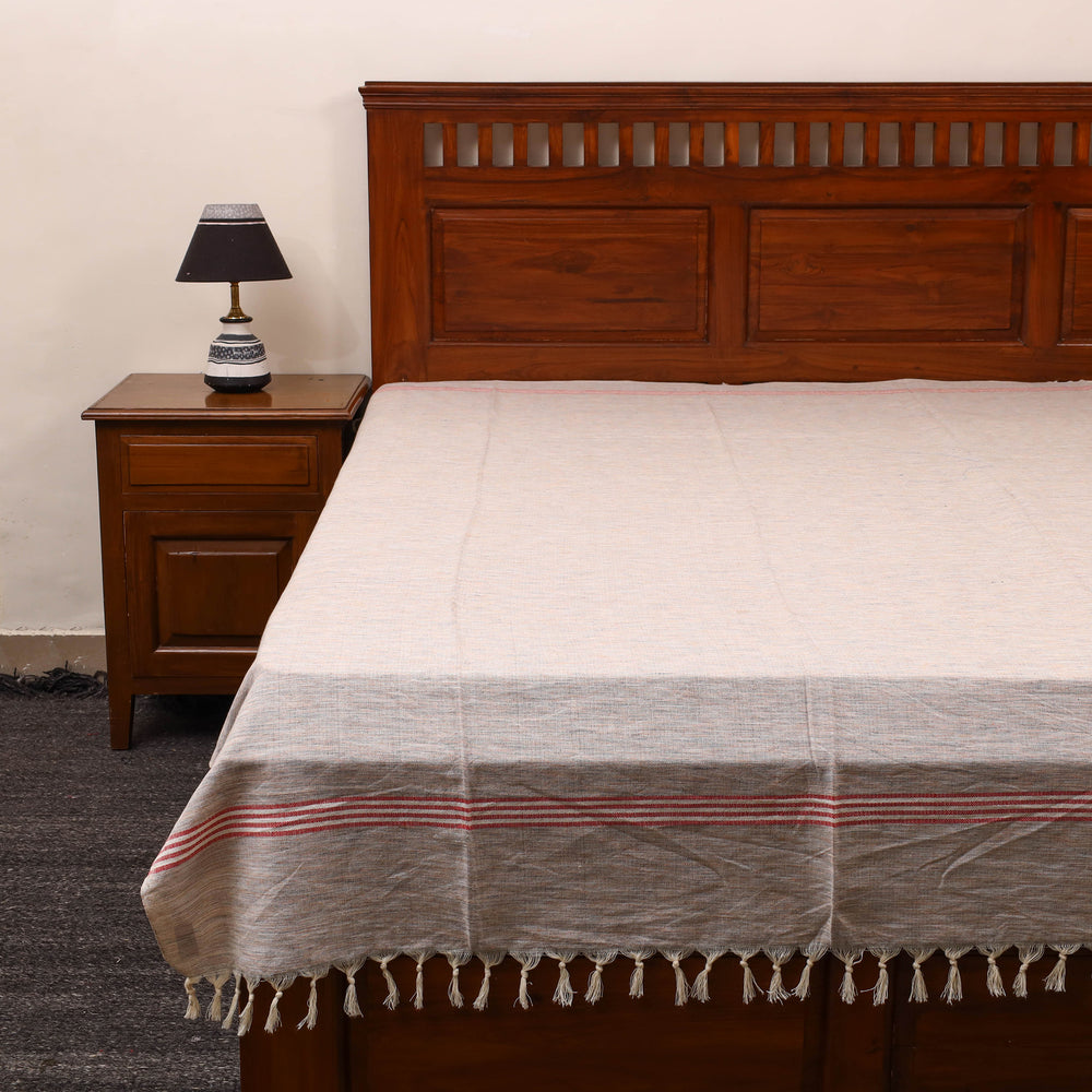 White - Plain Cotton Single Handloom Bed Cover (90 x 60 in) 86