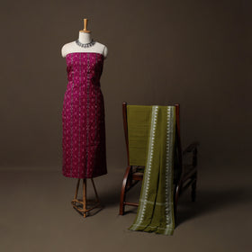 Sambalpuri Ikat Cotton 3pc Unstitched Dress Material Suit Set 05