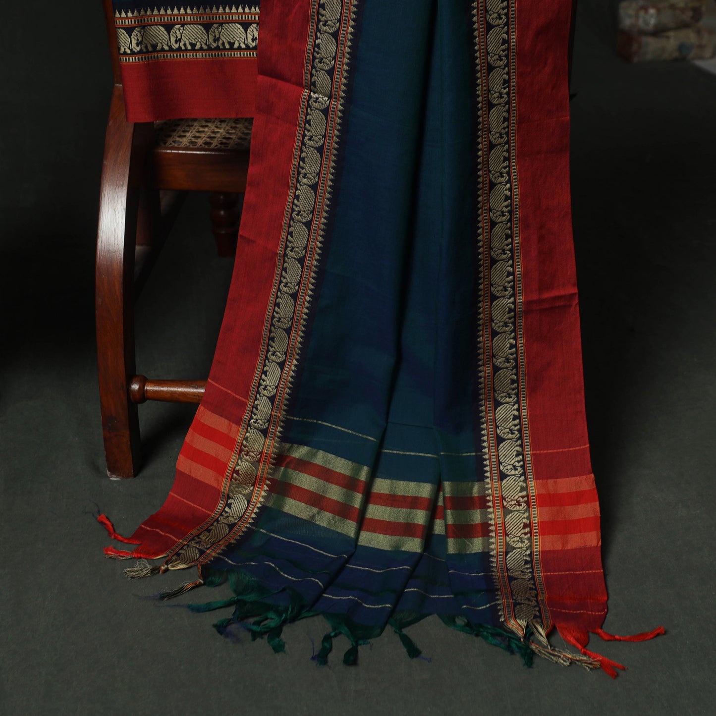Blue - Dharwad Woven Cotton 3pc Unstitched Dress Material Suit Set 04