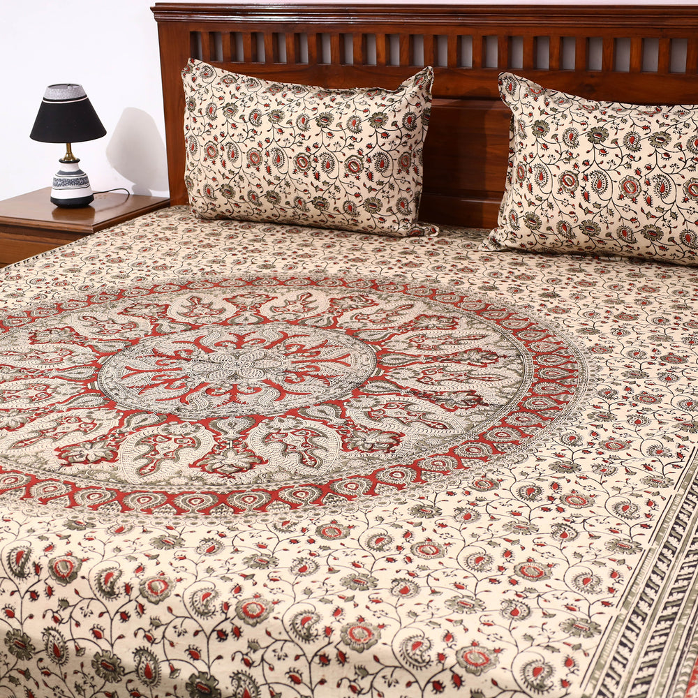 kalamkari double bed cover set