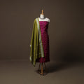 Sambalpuri Ikat Cotton 3pc Unstitched Dress Material Suit Set 05