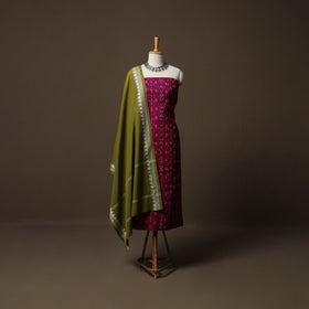 Sambalpuri Ikat Cotton 3pc Unstitched Dress Material Suit Set 05