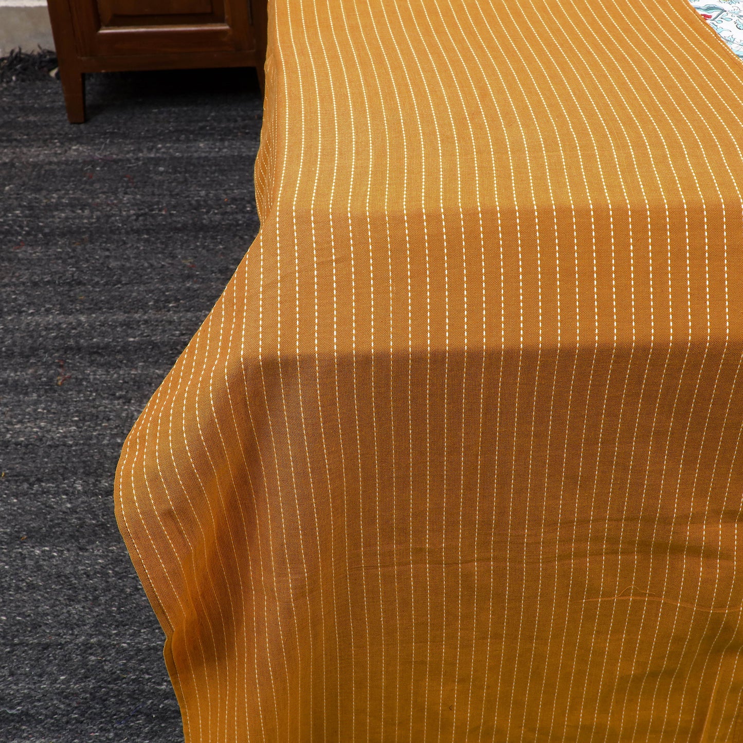 Yellow Jacquard with Sanganeri Patch Cotton Bedsheet Set