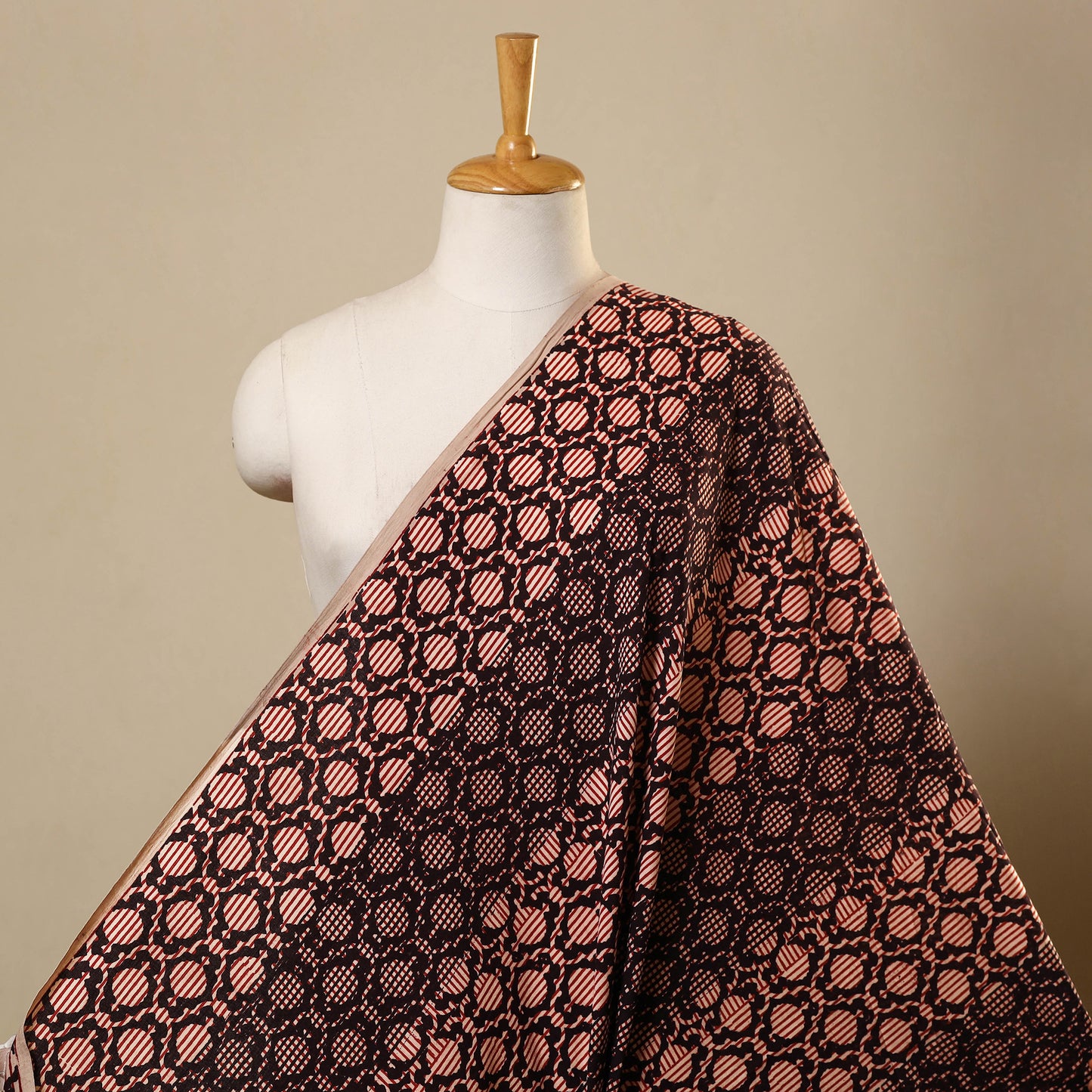 Black Bagh Hand Block Print Natural Dyed Cotton Fabric