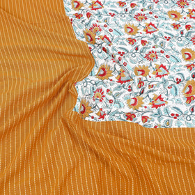 Yellow Jacquard with Sanganeri Patch Cotton Bedsheet Set