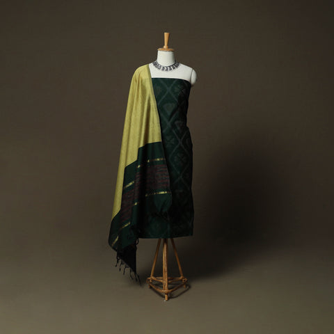 Pochampally Ikat Silk Cotton 3pc Unstitched Dress Material Suit Set 13