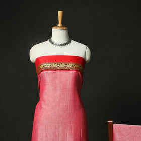 Pink - Dharwad Woven Cotton 3pc Unstitched Dress Material Suit Set 06