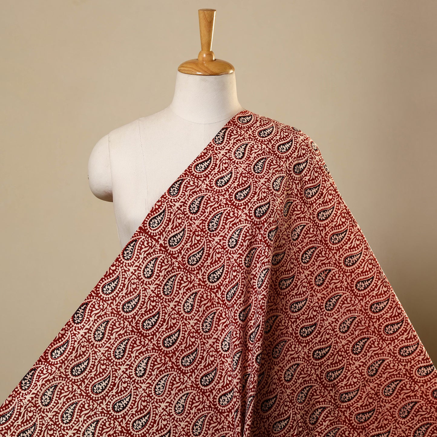 Red Bagh Hand Block Print Natural Dyed Cotton Fabric