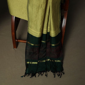 Green - Pochampally Ikat Silk Cotton 3pc Unstitched Dress Material Suit Set 13