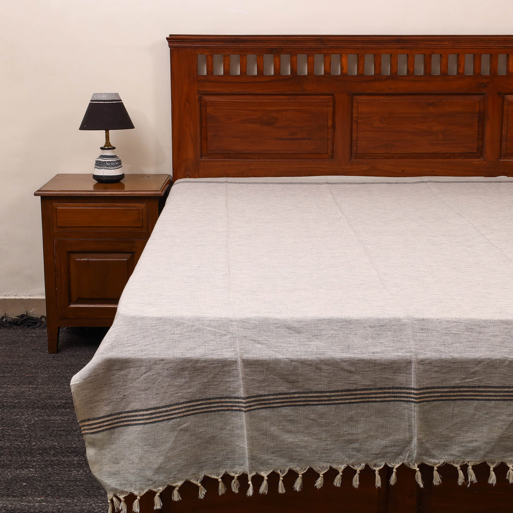 White - Plain Cotton Single Handloom Bed Cover (90 x 60 in) 90