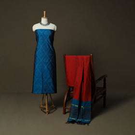 Pochampally Ikat Silk Cotton 3pc Unstitched Dress Material Suit Set 14