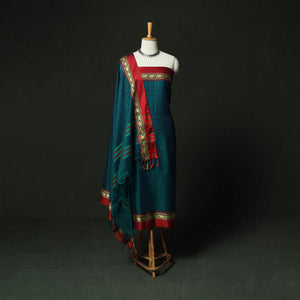 Green - Dharwad Woven Cotton 3pc Unstitched Dress Material Suit Set 07