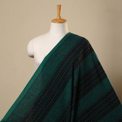 Green Bagh Hand Block Print Natural Dyed Cotton Fabric