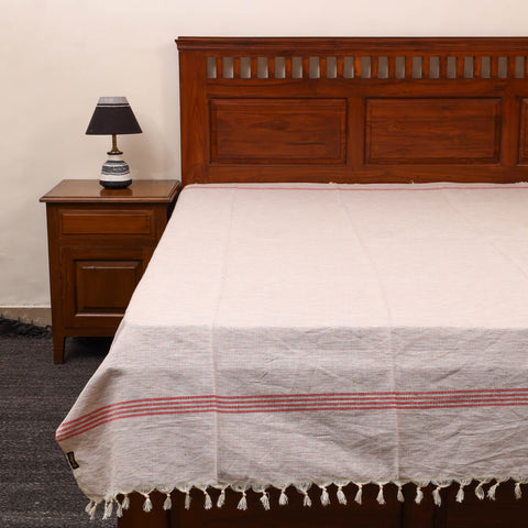 White - Plain Cotton Single Handloom Bed Cover (90 x 60 in) 92