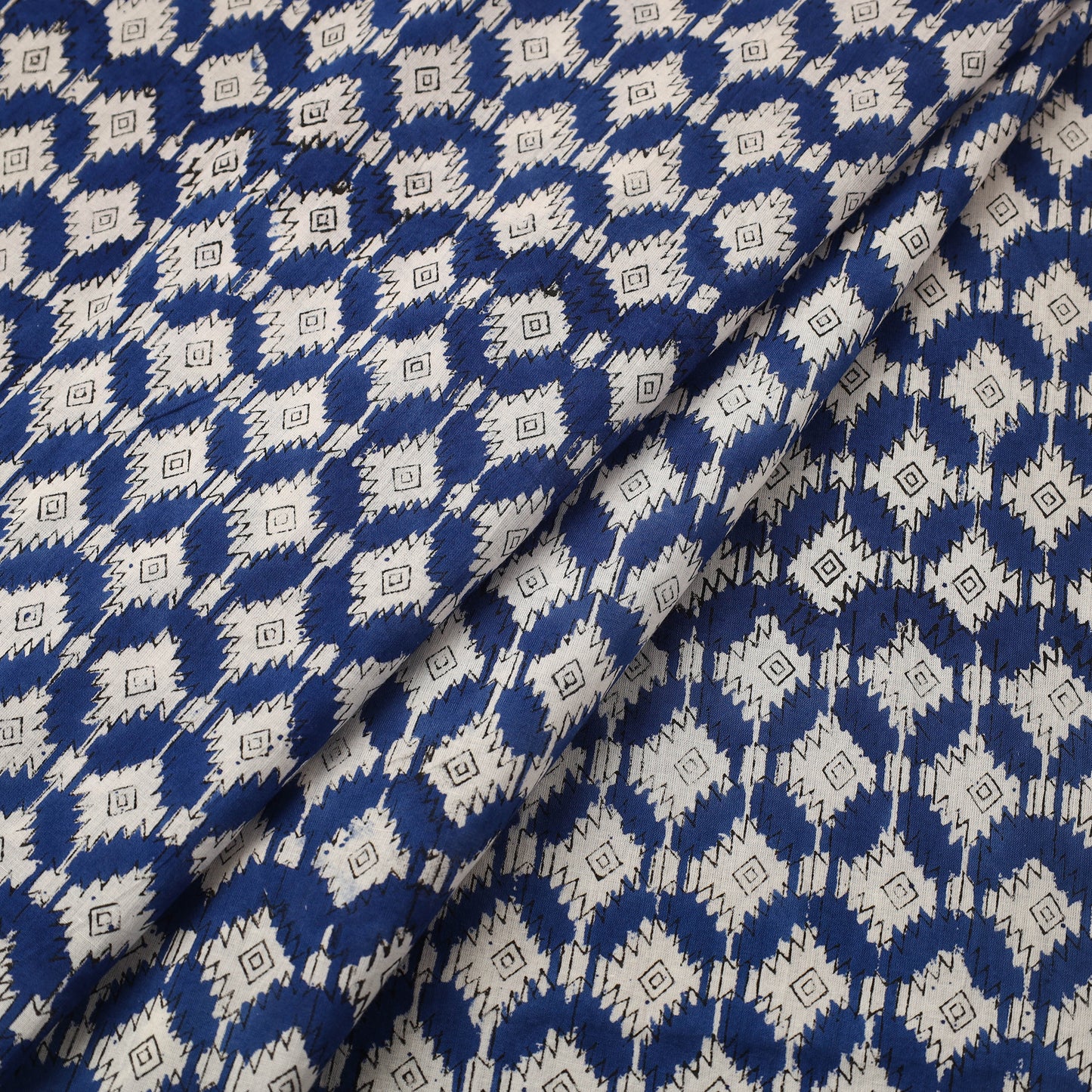  Blue Sanganeri Block Print Cotton Fabric