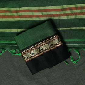 Green - Dharwad Woven Cotton 3pc Unstitched Dress Material Suit Set 08