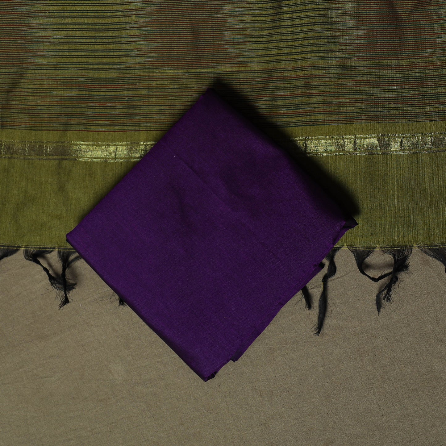Pochampally Ikat Silk Cotton 3pc Unstitched Dress Material Suit Set 15