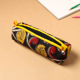 Black Handcrafted Quilted Cotton Pencil Pouch