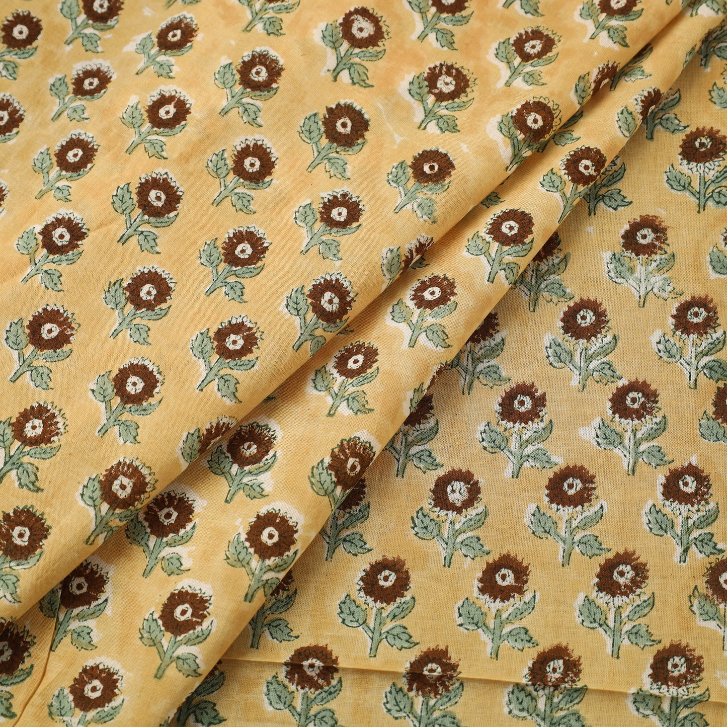  Yellow Sanganeri Block Print Cotton Fabric
