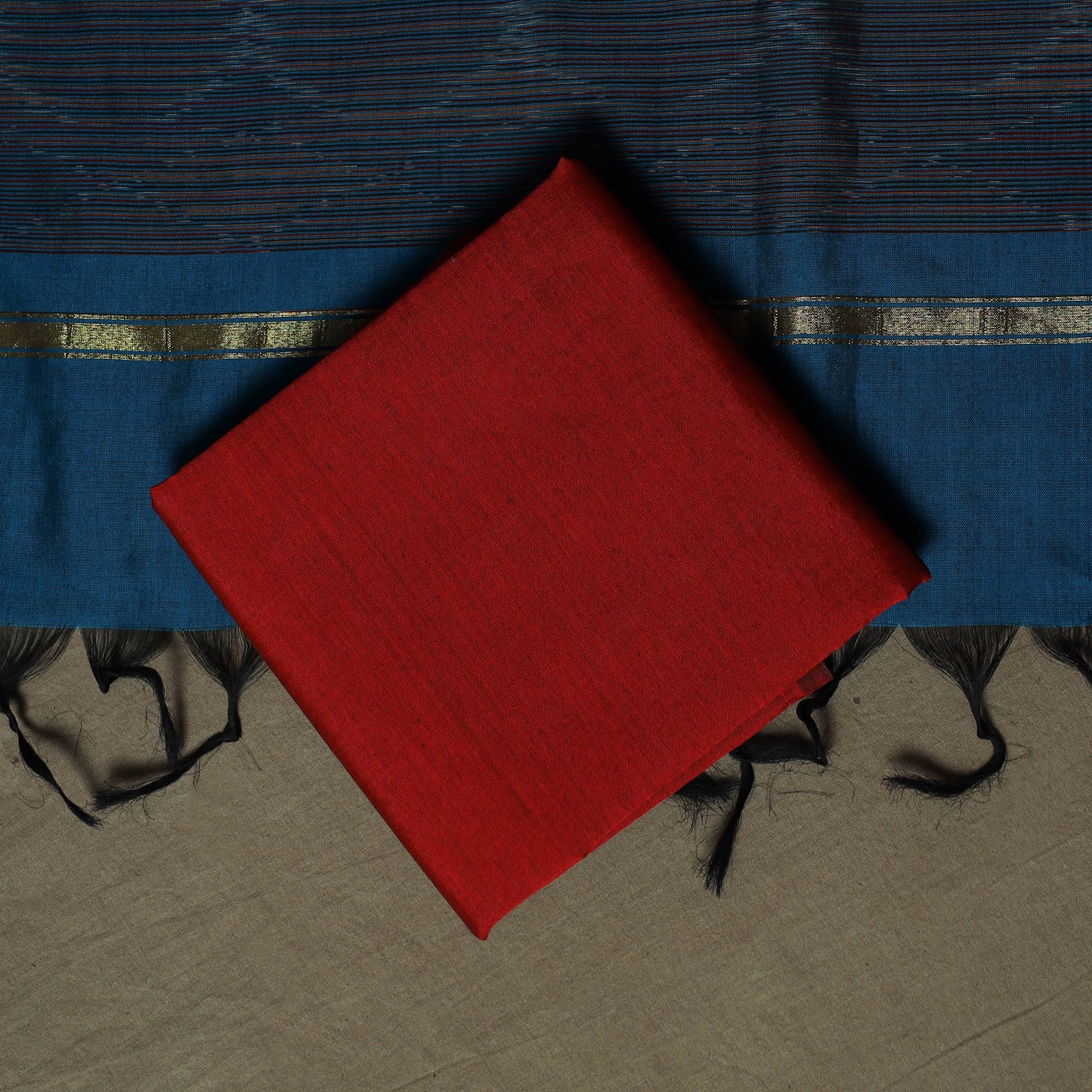 Pochampally Ikat Silk Cotton 3pc Unstitched Dress Material Suit Set 16
