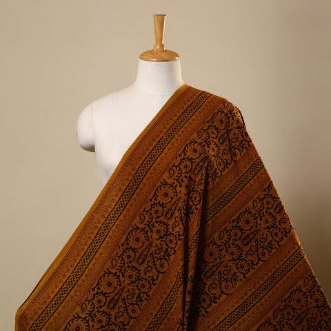 Brown Bagh Hand Block Print Natural Dyed Cotton Fabric