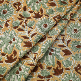  Yellow Sanganeri Block Print Cotton Fabric