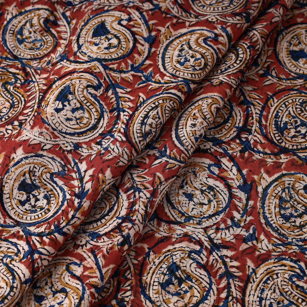 Red - Kalamkari Block Printed Cotton Fabric 15