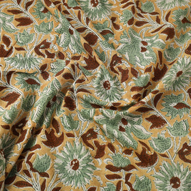  Yellow Sanganeri Block Print Cotton Fabric