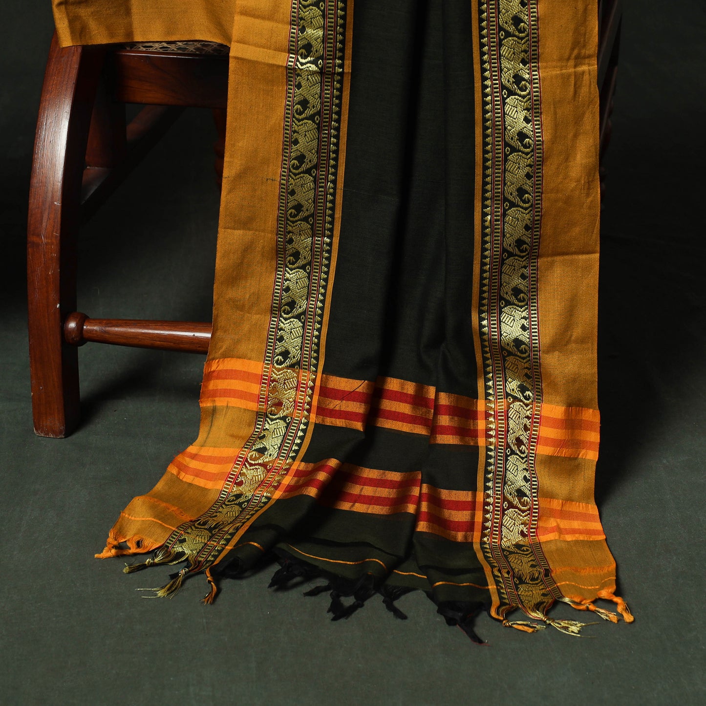 Green - Dharwad Woven Cotton 3pc Unstitched Dress Material Suit Set 11