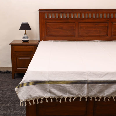 Plain Cotton Double Handloom Bed Cover (98 x 90 in) 01