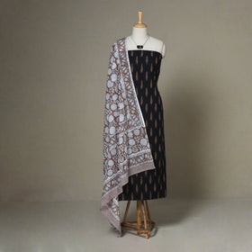 Black - 2pc unstitched pochampally ikat dress material